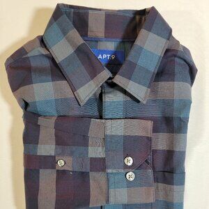 Men's Long Sleeve Button Down Shirt, APT 9 Premier Flex Medium Plaid #119